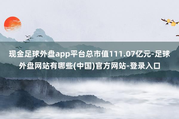 现金足球外盘app平台总市值111.07亿元-足球外盘网站有哪些(中国)官方网站-登录入口